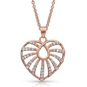 NIB Montana Silversmiths Bursting Heart CZ Necklace